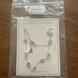 Sterling Forever Silver Flower Anklet